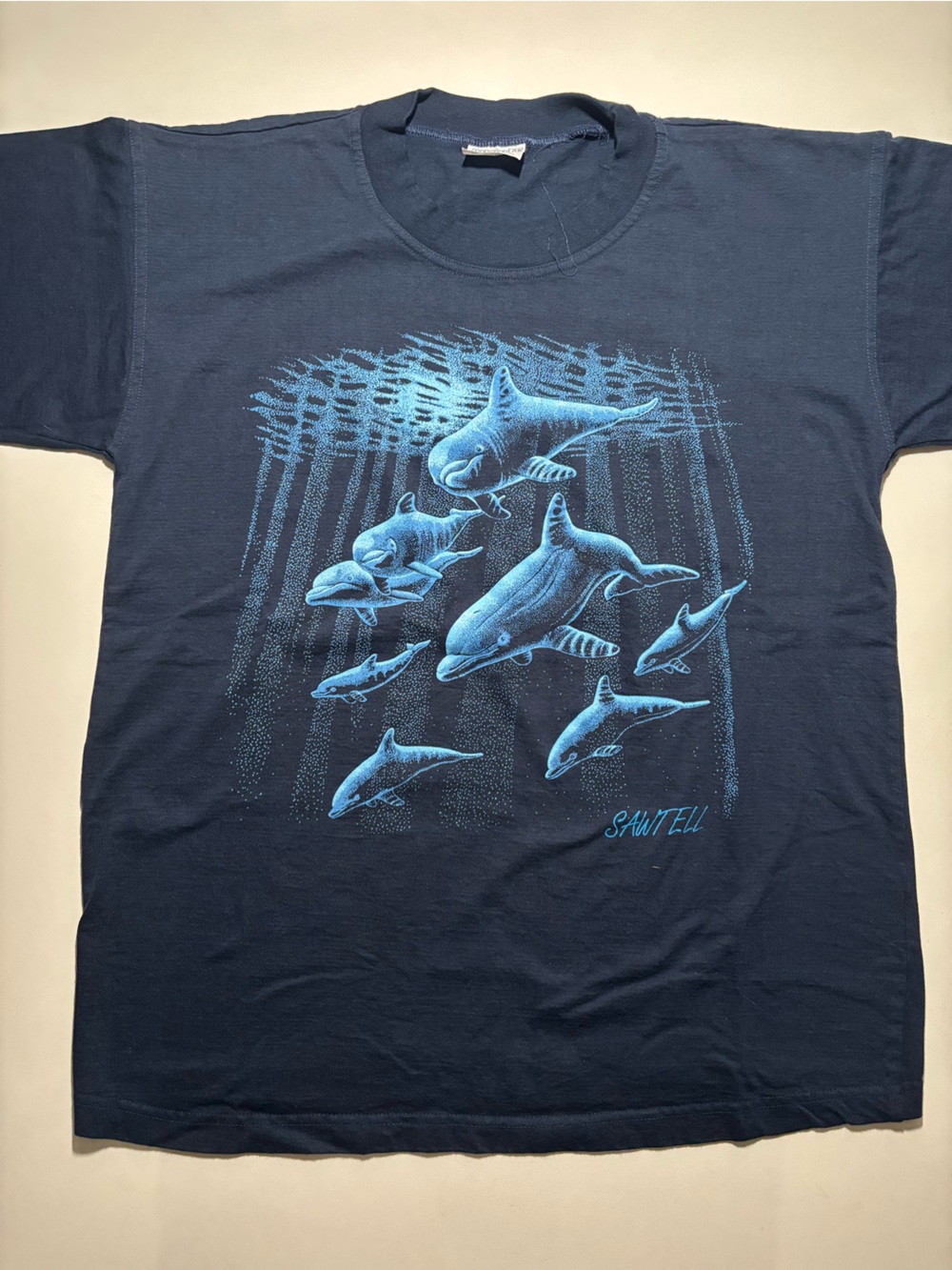 Vintage animal dark blue under water dolphin nature shirt Aussie beach